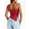 imageTrendy Queen Womens Summer Going Out Tube Tops Strapless Asymmetrical Bandeau Backless Corset Cute Teen Girls Y2k ShirtsRed
