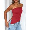imageTrendy Queen Womens Summer Going Out Tube Tops Strapless Asymmetrical Bandeau Backless Corset Cute Teen Girls Y2k ShirtsRed