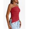 imageTrendy Queen Womens Summer Going Out Tube Tops Strapless Asymmetrical Bandeau Backless Corset Cute Teen Girls Y2k ShirtsRed