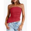 imageTrendy Queen Womens Summer Going Out Tube Tops Strapless Asymmetrical Bandeau Backless Corset Cute Teen Girls Y2k ShirtsRed