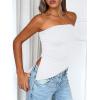 imageTrendy Queen Womens Summer Going Out Tube Tops Strapless Asymmetrical Bandeau Backless Corset Cute Teen Girls Y2k ShirtsWhite
