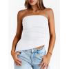 imageTrendy Queen Womens Summer Going Out Tube Tops Strapless Asymmetrical Bandeau Backless Corset Cute Teen Girls Y2k ShirtsWhite