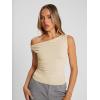 imageTrendy Queen Womens Summer Off The Shoulder Tops Going Out T Shirts Crop Tank Top Fashion Clothes Spring Outfits 2025Apricot