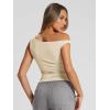 imageTrendy Queen Womens Summer Off The Shoulder Tops Going Out T Shirts Crop Tank Top Fashion Clothes Spring Outfits 2025Apricot