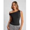 imageTrendy Queen Womens Summer Off The Shoulder Tops Going Out T Shirts Crop Tank Top Fashion Clothes Spring Outfits 2025Black