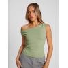 imageTrendy Queen Womens Summer Off The Shoulder Tops Going Out T Shirts Crop Tank Top Fashion Clothes Spring Outfits 2025Green