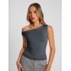 imageTrendy Queen Womens Summer Off The Shoulder Tops Going Out T Shirts Crop Tank Top Fashion Clothes Spring Outfits 2025Grey