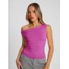 imageTrendy Queen Womens Summer Off The Shoulder Tops Going Out T Shirts Crop Tank Top Fashion Clothes Spring Outfits 2025Hot Pink