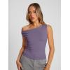 imageTrendy Queen Womens Summer Off The Shoulder Tops Going Out T Shirts Crop Tank Top Fashion Clothes Spring Outfits 2025Lavender