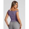 imageTrendy Queen Womens Summer Off The Shoulder Tops Going Out T Shirts Crop Tank Top Fashion Clothes Spring Outfits 2025Lavender