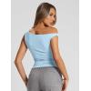 imageTrendy Queen Womens Summer Off The Shoulder Tops Going Out T Shirts Crop Tank Top Fashion Clothes Spring Outfits 2025Light Blue