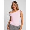 imageTrendy Queen Womens Summer Off The Shoulder Tops Going Out T Shirts Crop Tank Top Fashion Clothes Spring Outfits 2025Pink