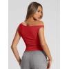 imageTrendy Queen Womens Summer Off The Shoulder Tops Going Out T Shirts Crop Tank Top Fashion Clothes Spring Outfits 2025Red