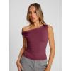 imageTrendy Queen Womens Summer Off The Shoulder Tops Going Out T Shirts Crop Tank Top Fashion Clothes Spring Outfits 2025Wine Red