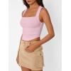 imageTrendy Queen Womens Summer Tank Tops Going Out Crop Shirts Square Neck Cute Y2k Fashion Clothes Spring Outfits 2025Pink