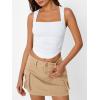 imageTrendy Queen Womens Summer Tank Tops Going Out Crop Shirts Square Neck Cute Y2k Fashion Clothes Spring Outfits 2025White