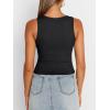 imageTrendy Queen Womens Summer Tank Tops Square Neck Ribbed Sleeveless Basic Crop Going Out Slim Fitted Y2k Clothes 2025Black