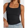 imageTrendy Queen Womens Summer Tank Tops Square Neck Ribbed Sleeveless Basic Crop Going Out Slim Fitted Y2k Clothes 2025Black
