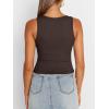 imageTrendy Queen Womens Summer Tank Tops Square Neck Ribbed Sleeveless Basic Crop Going Out Slim Fitted Y2k Clothes 2025Coffee