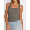 imageTrendy Queen Womens Summer Tank Tops Square Neck Ribbed Sleeveless Basic Crop Going Out Slim Fitted Y2k Clothes 2025Coffee Grey