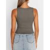 imageTrendy Queen Womens Summer Tank Tops Square Neck Ribbed Sleeveless Basic Crop Going Out Slim Fitted Y2k Clothes 2025Coffee Grey