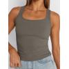 imageTrendy Queen Womens Summer Tank Tops Square Neck Ribbed Sleeveless Basic Crop Going Out Slim Fitted Y2k Clothes 2025Coffee Grey