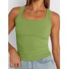 imageTrendy Queen Womens Summer Tank Tops Square Neck Ribbed Sleeveless Basic Crop Going Out Slim Fitted Y2k Clothes 2025Green
