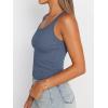 imageTrendy Queen Womens Summer Tank Tops Square Neck Ribbed Sleeveless Basic Crop Going Out Slim Fitted Y2k Clothes 2025Haze Blue