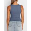 imageTrendy Queen Womens Summer Tank Tops Square Neck Ribbed Sleeveless Basic Crop Going Out Slim Fitted Y2k Clothes 2025Haze Blue