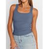 imageTrendy Queen Womens Summer Tank Tops Square Neck Ribbed Sleeveless Basic Crop Going Out Slim Fitted Y2k Clothes 2025Haze Blue