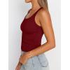 imageTrendy Queen Womens Summer Tank Tops Square Neck Ribbed Sleeveless Basic Crop Going Out Slim Fitted Y2k Clothes 2025Red