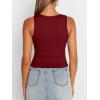 imageTrendy Queen Womens Summer Tank Tops Square Neck Ribbed Sleeveless Basic Crop Going Out Slim Fitted Y2k Clothes 2025Red