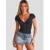 imageTrendy Queen Womens Summer VNeck Backless Cute Tops Short Sleeve Sexy Slim Fit TShirts Y2K Clothes Corset Cami 2025Black