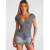 imageTrendy Queen Womens Summer VNeck Backless Cute Tops Short Sleeve Sexy Slim Fit TShirts Y2K Clothes Corset Cami 2025Grey