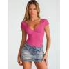 imageTrendy Queen Womens Summer VNeck Backless Cute Tops Short Sleeve Sexy Slim Fit TShirts Y2K Clothes Corset Cami 2025Hot Pink