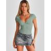 imageTrendy Queen Womens Summer VNeck Backless Cute Tops Short Sleeve Sexy Slim Fit TShirts Y2K Clothes Corset Cami 2025Light Green