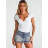 imageTrendy Queen Womens Summer VNeck Backless Cute Tops Short Sleeve Sexy Slim Fit TShirts Y2K Clothes Corset Cami 2025White