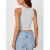 imageTrendy Queen Womens Tank Tops Crop Camisole Summer Fashion Sleeveless Ribbed Workout Basic Going Out Gym Spring Clothes 2025Light Grey