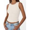 imageTrendy Queen Womens Tank Tops Summer Fashion 2025 Workout Ribbed Sleeveless High Neck Beach Vacation Oufits ClothesBeige