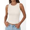 imageTrendy Queen Womens Tank Tops Summer Fashion 2025 Workout Ribbed Sleeveless High Neck Beach Vacation Oufits ClothesBeige
