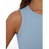 imageTrendy Queen Womens Tank Tops Summer Fashion 2025 Workout Ribbed Sleeveless High Neck Beach Vacation Oufits ClothesBlue