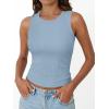 imageTrendy Queen Womens Tank Tops Summer Fashion 2025 Workout Ribbed Sleeveless High Neck Beach Vacation Oufits ClothesBlue