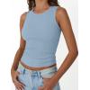 imageTrendy Queen Womens Tank Tops Summer Fashion 2025 Workout Ribbed Sleeveless High Neck Beach Vacation Oufits ClothesBlue