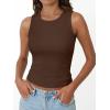 imageTrendy Queen Womens Tank Tops Summer Fashion 2025 Workout Ribbed Sleeveless High Neck Beach Vacation Oufits ClothesBrown