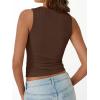 imageTrendy Queen Womens Tank Tops Summer Fashion 2025 Workout Ribbed Sleeveless High Neck Beach Vacation Oufits ClothesBrown