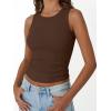 imageTrendy Queen Womens Tank Tops Summer Fashion 2025 Workout Ribbed Sleeveless High Neck Beach Vacation Oufits ClothesBrown