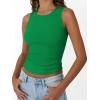 imageTrendy Queen Womens Tank Tops Summer Fashion 2025 Workout Ribbed Sleeveless High Neck Beach Vacation Oufits ClothesGreen