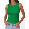 imageTrendy Queen Womens Tank Tops Summer Fashion 2025 Workout Ribbed Sleeveless High Neck Beach Vacation Oufits ClothesGreen