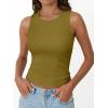 imageTrendy Queen Womens Tank Tops Summer Fashion 2025 Workout Ribbed Sleeveless High Neck Beach Vacation Oufits ClothesOlivegreen