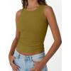 imageTrendy Queen Womens Tank Tops Summer Fashion 2025 Workout Ribbed Sleeveless High Neck Beach Vacation Oufits ClothesOlivegreen